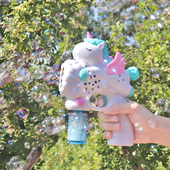 独角兽泡泡机网红爆款 电动手持加特林泡泡枪十孔男女孩儿童玩具