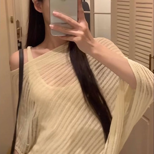 纯欲风防晒罩衫女独特超好看宽松气质镂空新款上衣chic韩系针织衫