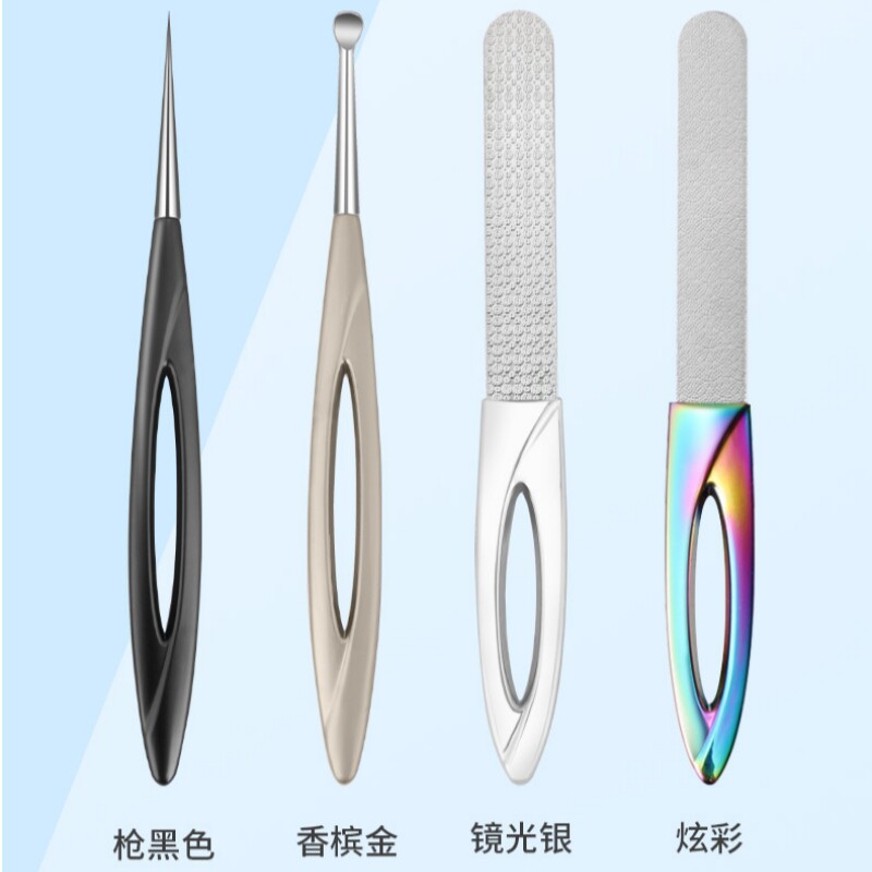 黑色不锈钢粉刺针掏耳勺双面修指甲锉磨甲锉刀细胞暗疮针美容工具