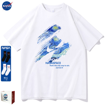 NASA联名美式重磅短袖t恤男装夏季潮牌纯棉宽松半袖男女体恤上衣