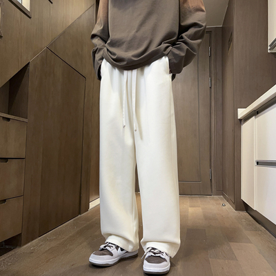 秋季纯色休闲裤男宽松百搭卫裤运动裤直筒拖地裤 K7722-P50 控68