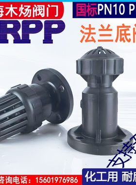 FRPP塑料法兰活塞式底阀RPP全塑耐腐蚀法兰泵底止回阀PP法兰阀