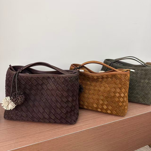 欧货包包2025新款真皮编织手提包