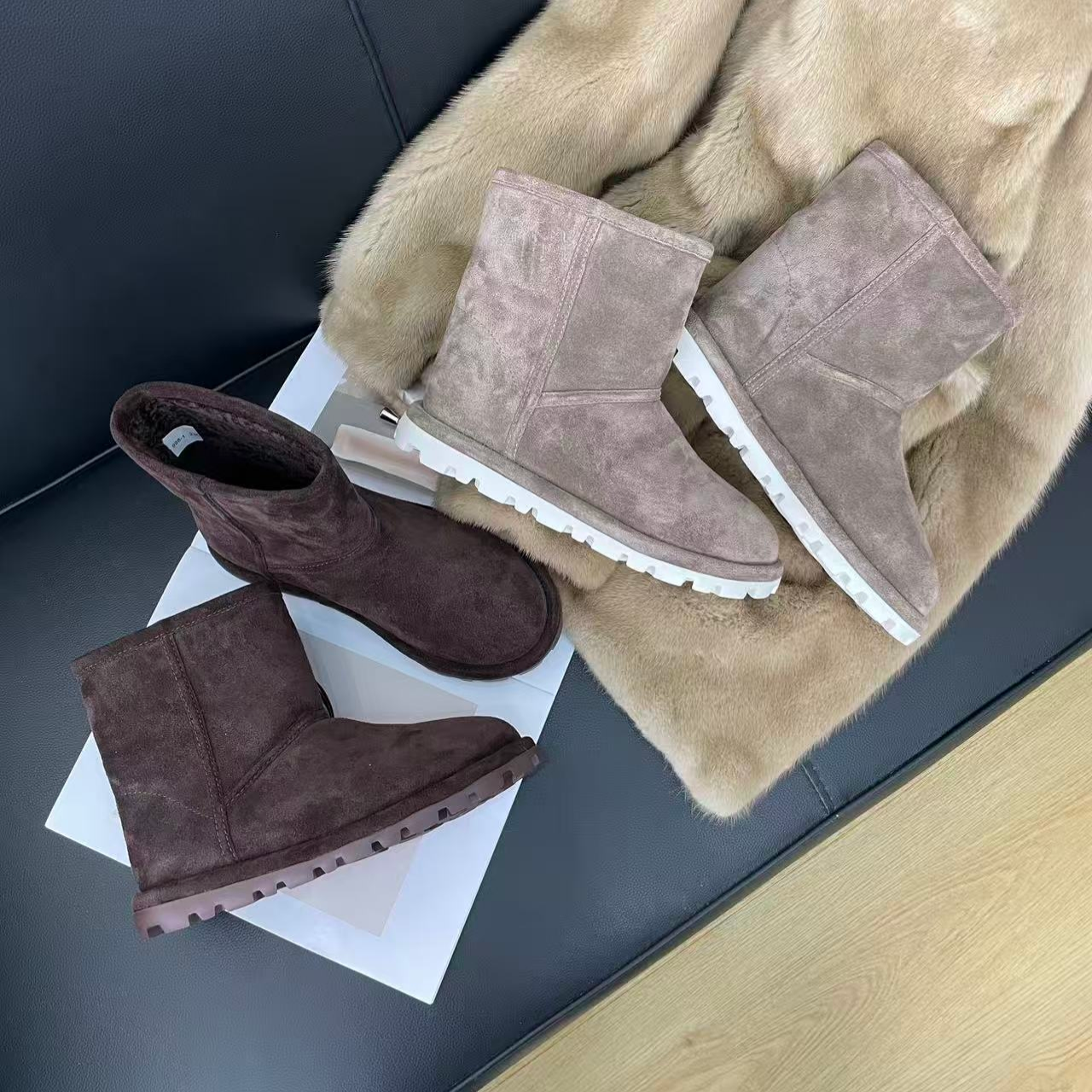 SHEENSEA真皮厚底加厚雪地靴