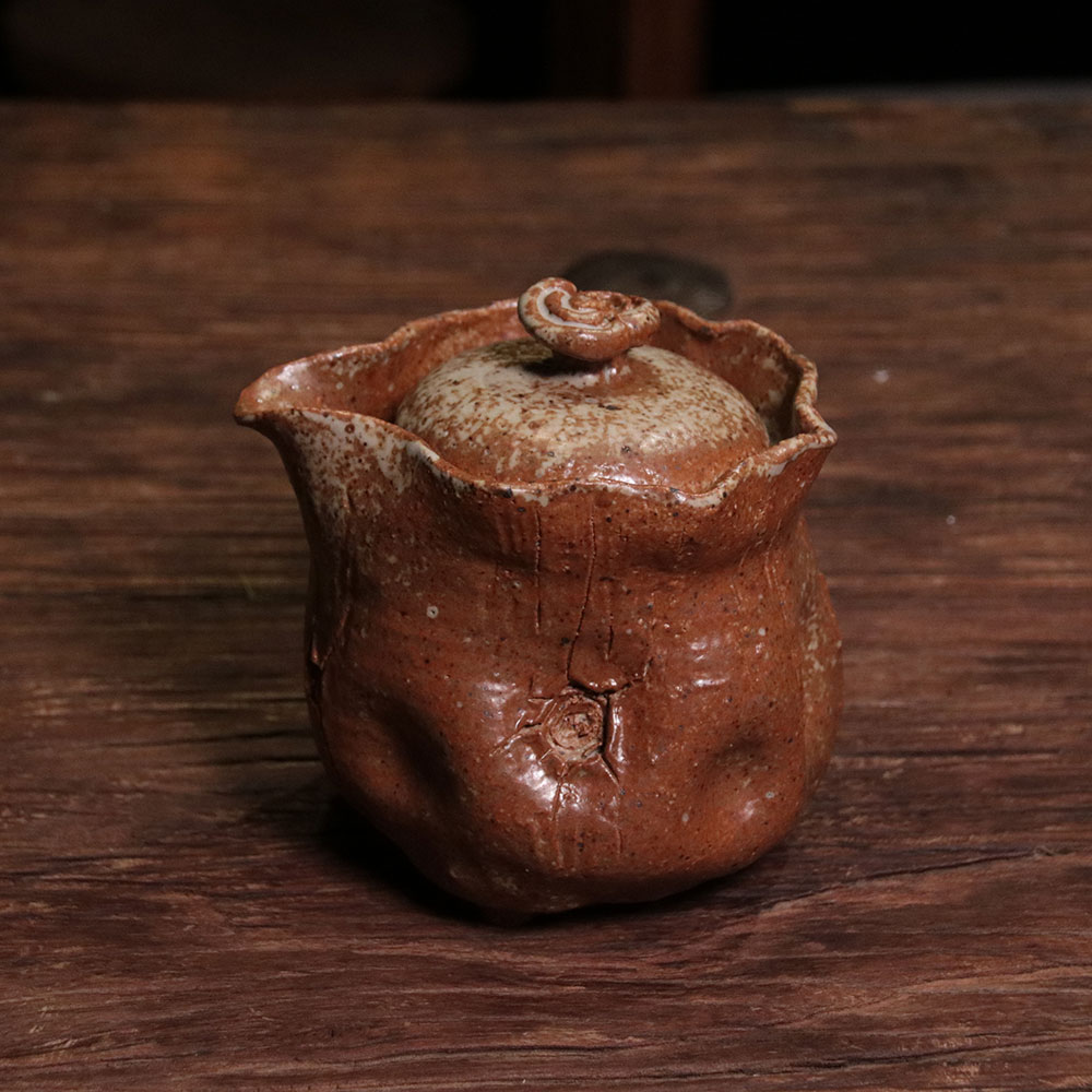 亿山堂粗瓷泥料纯手工枯木灵芝手抓壶宝瓶泡茶茶具高温瓷器