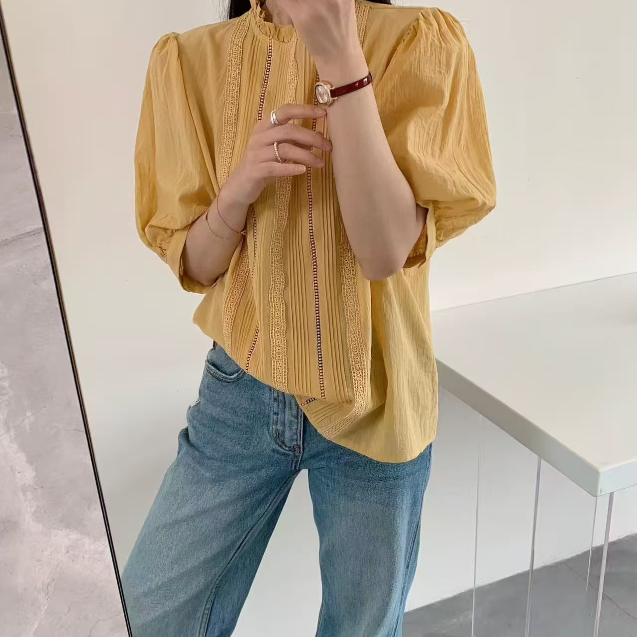 sommy厂家福利蕾丝立领小衫