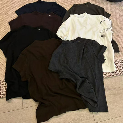 Wat秋季新款时尚洋气圆领基础款面膜上衣百搭短袖T恤女wt打底衫潮