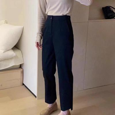 特价福利恩爱真爱西装裤女2025春秋黑色显瘦百搭小直筒休闲裤九分