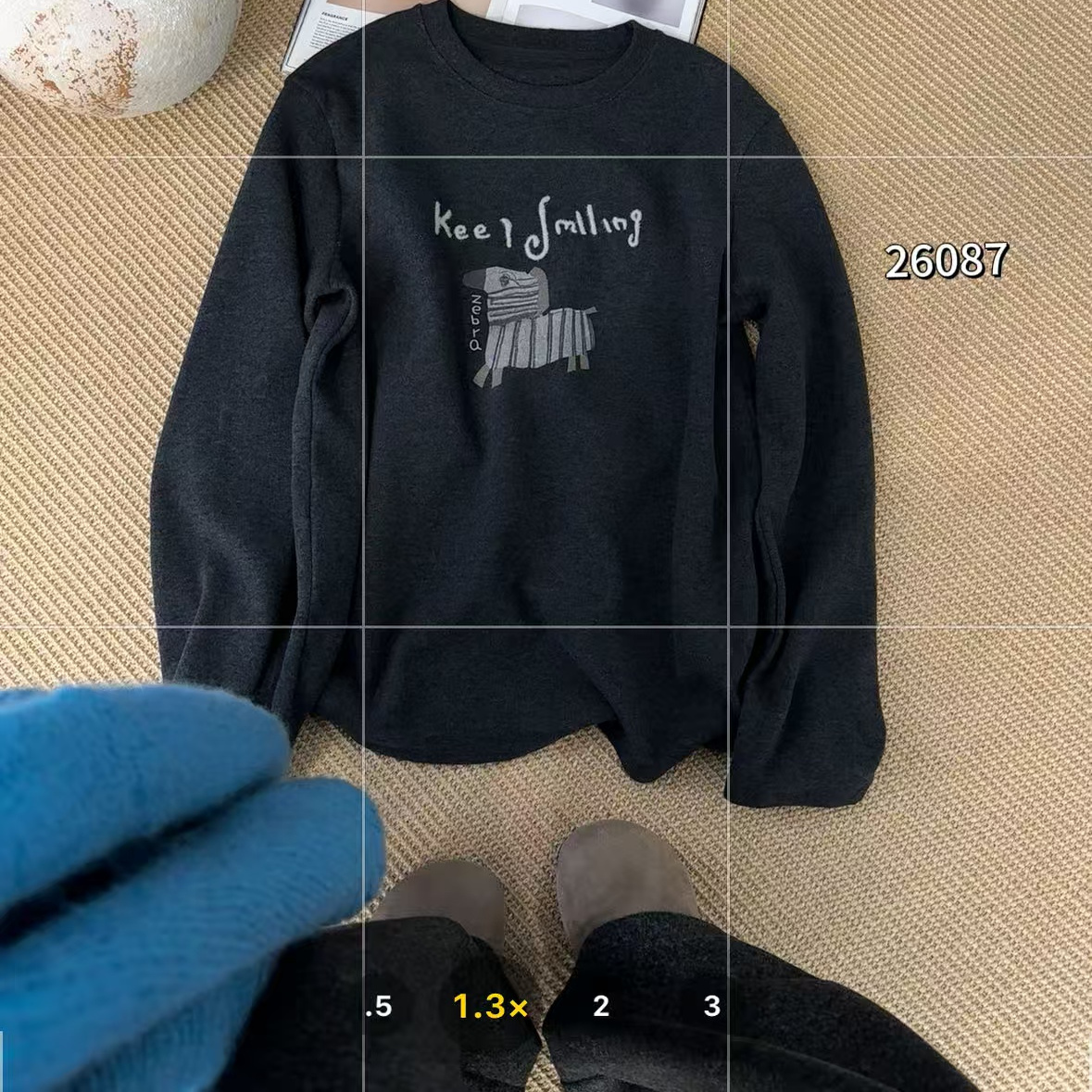 one磨毛长袖T恤女2025冬款韩版显瘦圆领小马刺绣百搭长绒棉打底衫