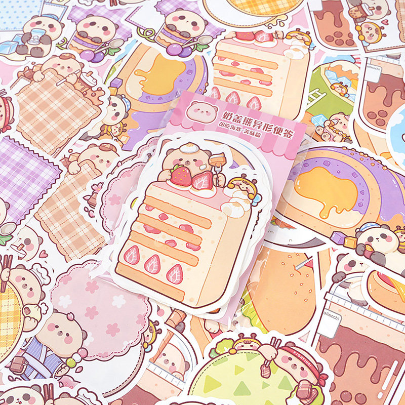 XIAOMOCHI 신제품 우유 커버 곰 특별한 모양의 스티커 메모 세트 메모 용지 소금 시리즈 INS 손 계정 장식 콜라주 소재
