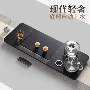 全自動(dòng)燒水壺上水茶臺(tái)石板一體嵌入式 烏金石茶盤茶具套裝 茶海家用