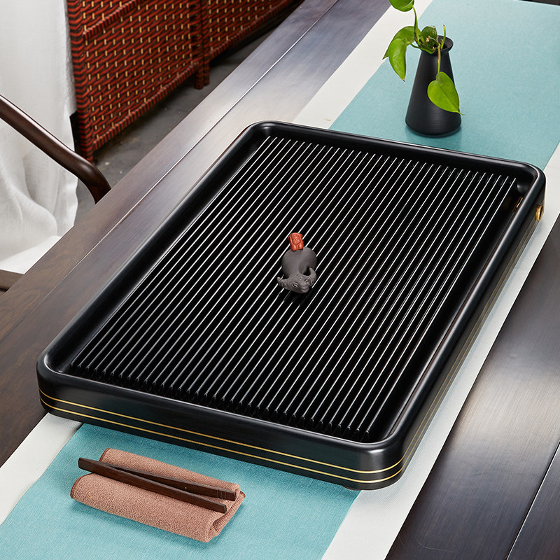 茶锦记电木茶台黑色茶具茶盘套装家用简约实木小茶海大号托盘客厅