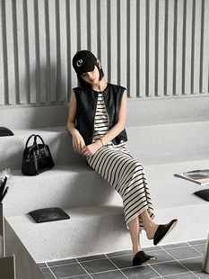 100%绵羊皮真皮无袖 箱型马甲 马甲女轻奢中古皮背心 帅气短款