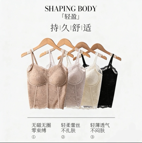 春夏法式蕾丝花卉吊带背心薄款内衣美背质感优雅百搭无钢圈内搭