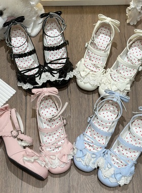 布蕾甜心 魔女之夜原创Lolita鞋中跟圆头日系可爱Lo鞋玛丽珍女鞋