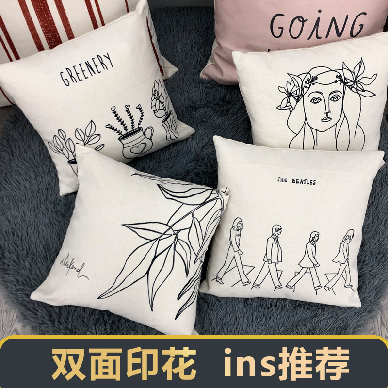 简约北欧风沙发抱枕套不含芯ins风棉麻60x60客厅50x50正方形40x40