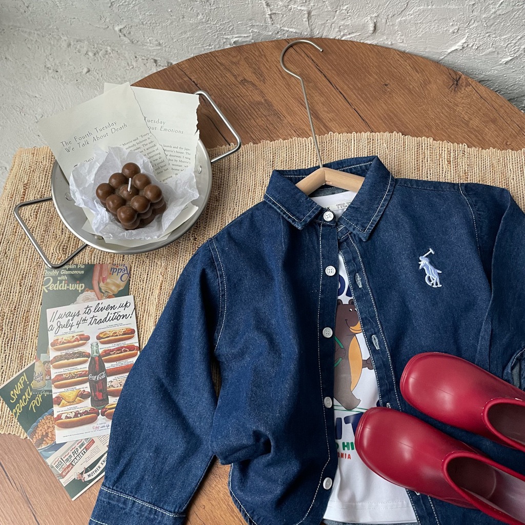 牛仔衬衣休闲上衣薄款外套儿童