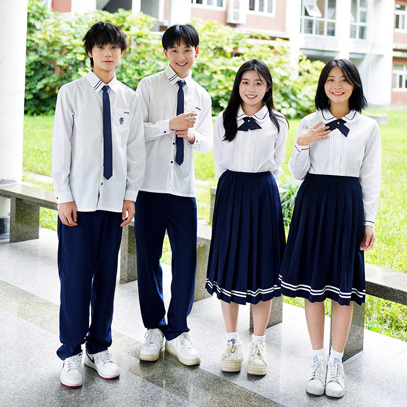 学院风校服套装初高中学生白衬衫领结男女演出服班服长袖班服套装