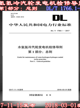 DL/T 1766.1-2017水氢氢冷汽轮发电机检修导则 第1部分 总则  1766.1 水氢氢冷 汽轮发电机 1766