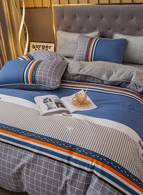 单面珊瑚绒被套单件加绒加厚纯棉冬天ab面法兰绒被罩220x240双人