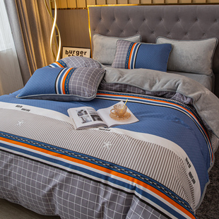 单面珊瑚绒被套单件加绒加厚纯棉冬天ab面法兰绒被罩220x240双人