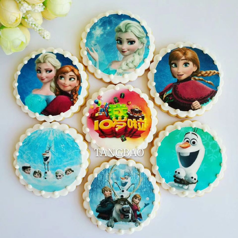 冰雪奇缘、星黛露照片翻糖饼干logo 婚礼情侣宝宝相片创意曲奇