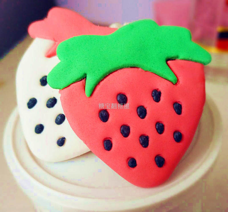 手工翻糖饼干草莓 咖啡甜点 聚会甜品摆台 幼儿园零食  生日礼物