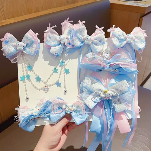卡通玉桂狗儿童发饰女童蝴蝶结飘带发夹可爱头饰发卡额头链