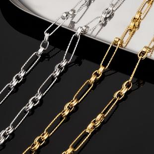 新款钛钢双圈3:1满天星链18k金爆闪方形链条饰品diy项链手链配链