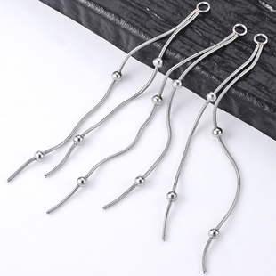 5条/包钛钢双排流苏夹珠圆蛇链diy饰品项链手链配饰时尚轻奢配件