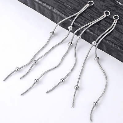 5条/包钛钢双排流苏夹珠圆蛇链