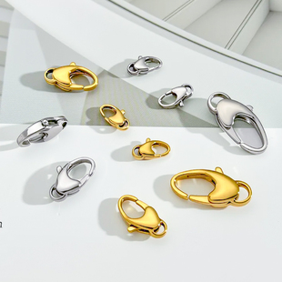 抛光钛钢椭圆龙虾扣diy饰品配件连接扣手链项链扣18k金连接扣配饰