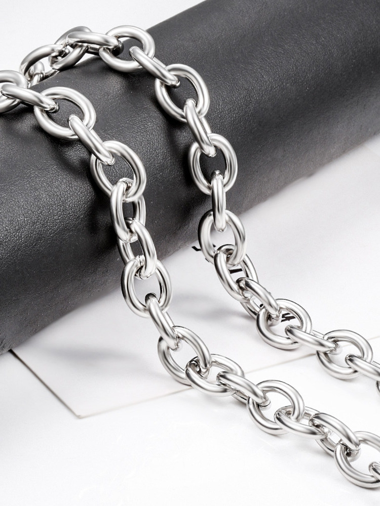 TITANIUM STEEL BRIGHTENED OVAL CROSS CHAIN 12MM LARGE THICK CHAIN DIY NECKLACE BRACELET HIP HOP DOMINEERING FASHION CHAIN ACCESSORIES