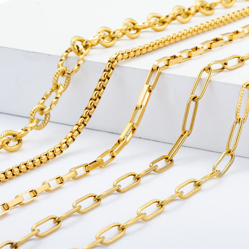 钛钢金色饰品配件diy项链手链古巴链电镀18K真金持久保色包链粗链,饰品/流行首饰/时尚饰品新,链条,淘宝优惠券,粉丝福利购,淘宝优惠卷
