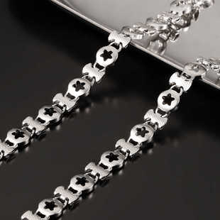 钛钢圆牌镂空星形手工链饰品diy项链手链潮流五角星豆仔链配饰链