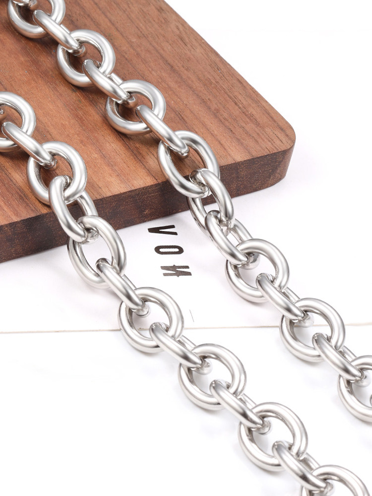 TITANIUM STEEL BRIGHTENED OVAL CROSS CHAIN 12MM LARGE THICK CHAIN DIY NECKLACE BRACELET HIP HOP DOMINEERING FASHION CHAIN ACCESSORIES