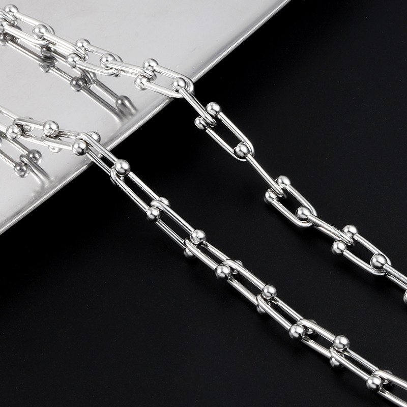 钛钢小号马蹄链u形链时尚链条diy项链手链颈链精美装饰轻奢搭配链