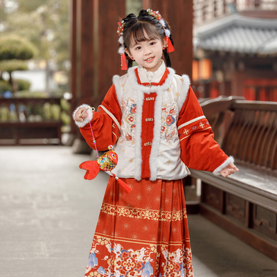汉服女童冬款拜年服过新年国风秋冬装2023新款马面裙冬季儿童唐装