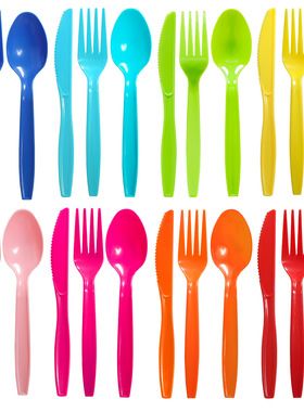 优质派对用品一次性刀叉勺婚庆婚礼生日宴会切蛋糕全新PS材质餐具