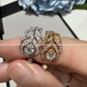 小羽毛满钻开口戒指百搭个性 钻戒婚礼日常玫瑰金银色V金镀18K金