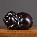 饰实木红木工艺品家居饰品客厅创意木制摆设 黑檀木雕猪摆件小猪装