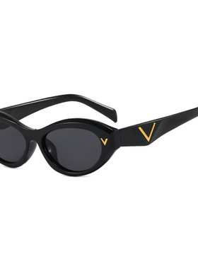 V字母小框椭圆墨镜女款高级感