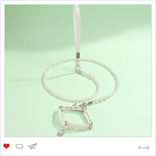 狗狗吊坠款脖圈串珠牵引带套装钢丝绳串珠牵引绳小型猫犬遛狗绳