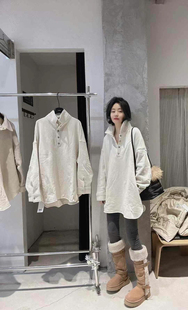 百搭休闲中长款 欧货2024冬季 毛圈卫衣女宽松时尚 长袖 减龄上衣 新款