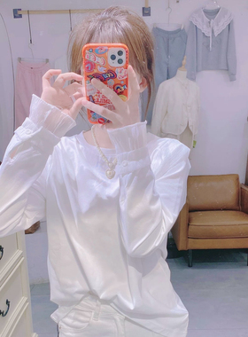 欧货2025春季新款拼接白色蕾丝花边T恤女长袖百搭木耳边减龄上衣