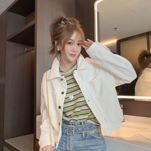 欧洲站2026春季新款拼接纽扣polo领外套女时尚洋气百搭开衫上衣潮