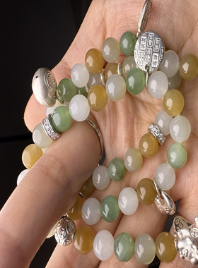 925银翡翠和田玉手链项链7.5加