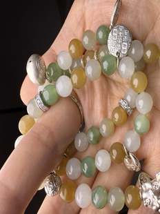 925银翡翠和田玉手链项链7.5加