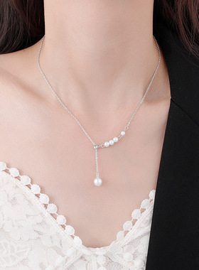 流苏珍珠项链女小众设计感轻奢锁骨链颈链女夏吊坠韩版