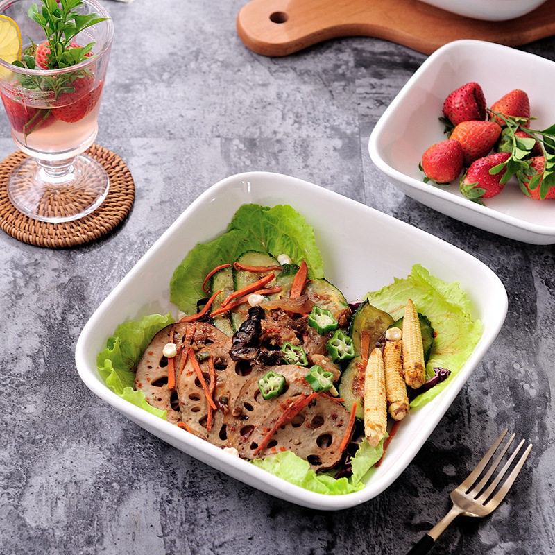 正方形碗 四方 创意甜品碗白色陶瓷汤碗家用大号方形碗糖水碗,厨房/烹饪用具,微波炉专用盒,淘宝优惠券,粉丝福利购,淘宝优惠卷